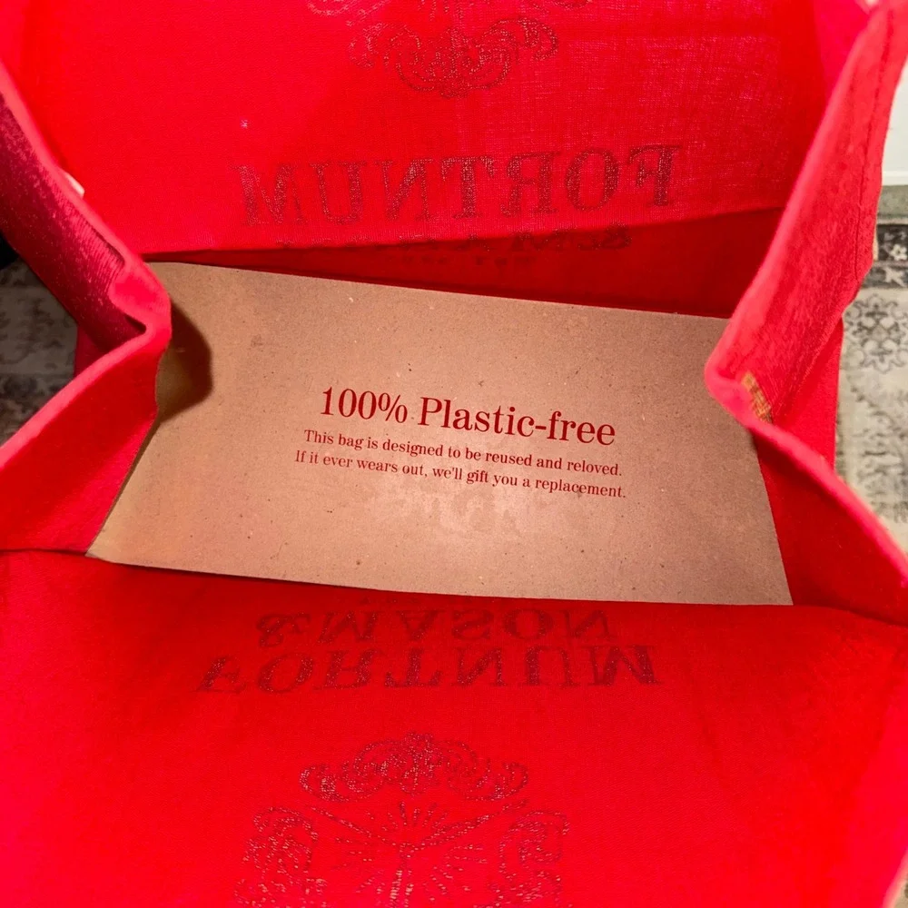 Fortnum & Mason Christmas Bag For Life Red Gold Jute Tote Piccadilly Shopper NEW